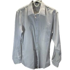Hennessy Size 15.5 32/33 Elegant Men's White Striped Dress Shirt